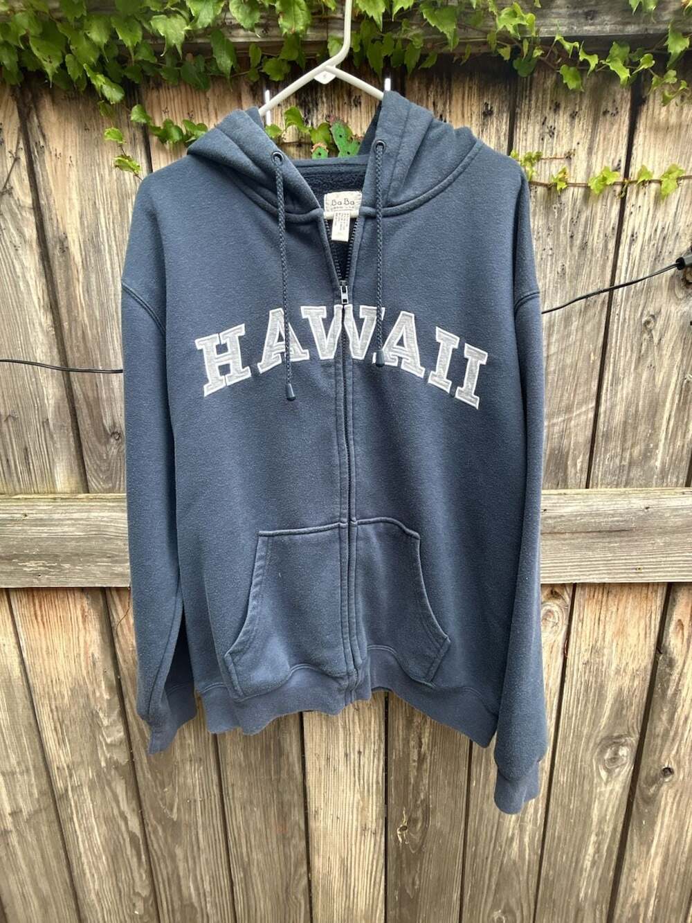 BaBa Hawaii USA Navy Blue Embroidered Zip-Up Hoodie